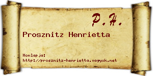 Prosznitz Henrietta névjegykártya