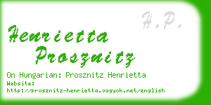 henrietta prosznitz business card